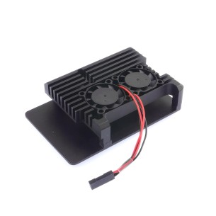 Heatsink - case with double fan for Raspberry Pi 4 balck
