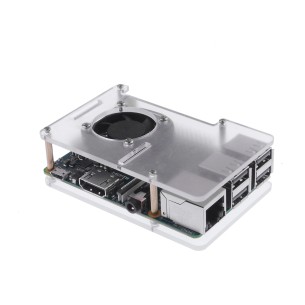 Case with a fan for Raspberry Pi 4 model B, transparent