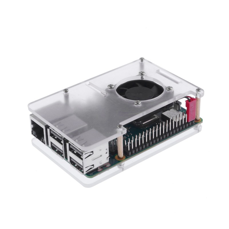 Obudowa z wentylatorem dla Raspberry Pi 4 model B, przezroczysta ...