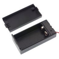 Basket for 6F22 9V battery with a flap and a switch
