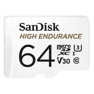 SanDisk High Endurance 64GB V30 microSDXC memory card with adapter