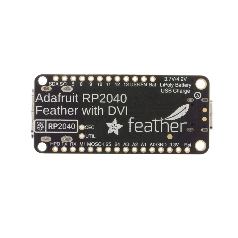 Feather RP2040 з DVI - плата з мікроконтролером RP2040 і роз'ємом HDMI