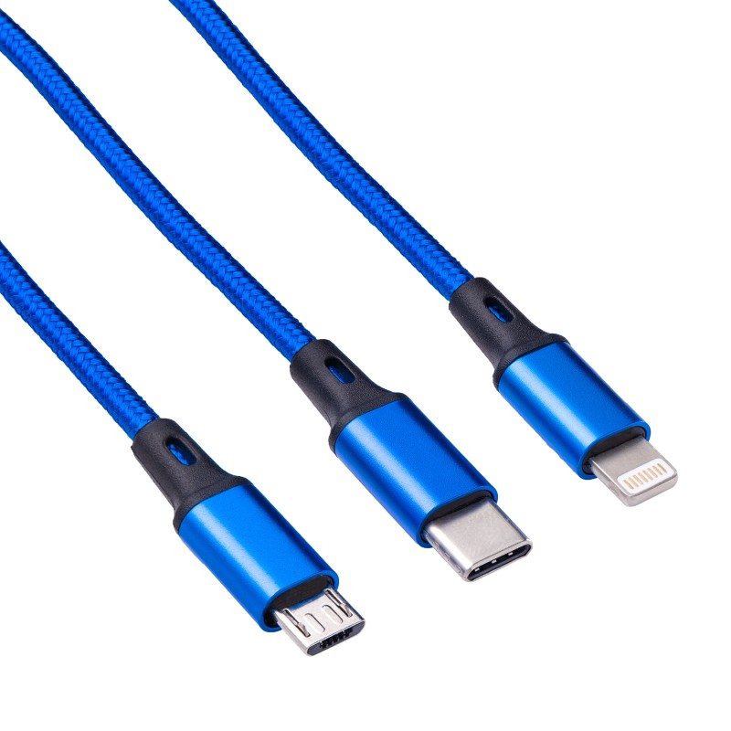 USB-кабель Akyga AK-USB-27 USB A (м) / micro USB B (м) / USB type C (м) / Lightning (м) 1,2 м