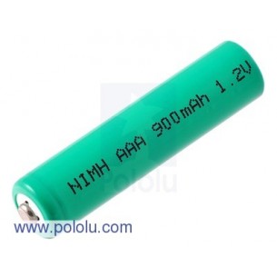 Pololu 1002 - Rechargeable NiMH AAA Battery: 1.2 V, 900 mAh, 1 cell