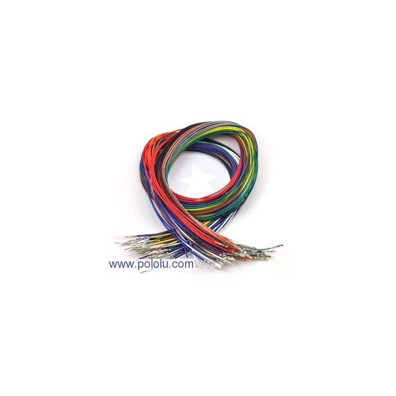 Pololu 2007 - Wires with Pre-crimped Terminals 50-Piece Rainbow Assortment M-F 24"