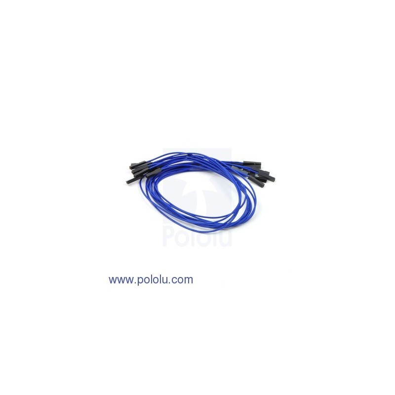 Premium Jumper Wire 10-Pack F-F 12" Blue (Pololu 1746)