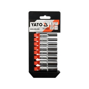 Set of long 1/4" sockets, 8 pcs. - Yato YT-14431