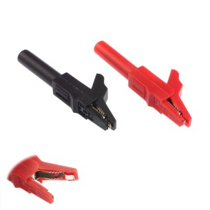 Pair of alligator clip sockets for multimeter probes (black and red)