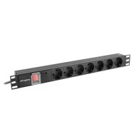 LISTWA ZASILAJĄCA RACK PDU 19" LANBERG 1U 16A 7X SCHUKO 2M CZARNA