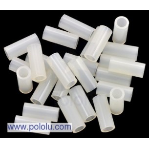 Pololu 1985 - Nylon Spacer: 12mm Length, 5mm OD, 3.3mm ID (25-Pack)