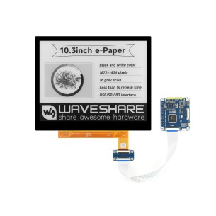 10.3 inch e-Paper E-Ink Display (G) with IT8951 Driver HAT (B)- 1872×1404 px, black/white, optical bonding, toughened glass