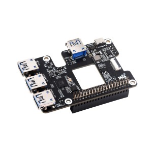 PCIe to USB 3.2 Gen1 HAT for Raspberry Pi 5 - PCIe to USB HUB, 4x high-speed ports, driver-free, plug and play.