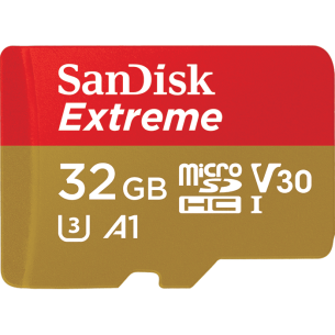 SanDisk Extreme 32GB V30 microSDHC memory card with adapter