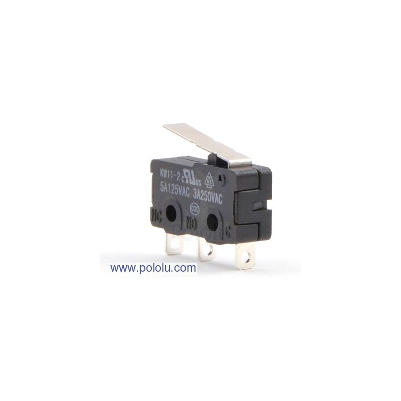 Pololu 1402 - Snap-Action Switch with 16.7mm Lever: 3-Pin, SPDT, 5A
