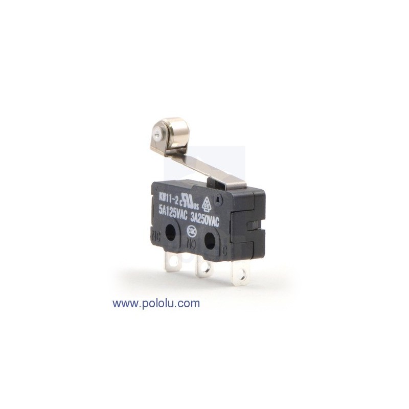 Pololu 1404 - Snap-Action Switch with 16.3mm Roller Lever: 3-Pin, SPDT, 5A