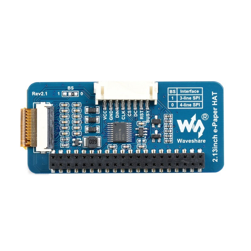 2.13-дюймовий дисплей електронного паперу E-Ink з SPI HAT для Raspberry Pi - Waveshare 12915