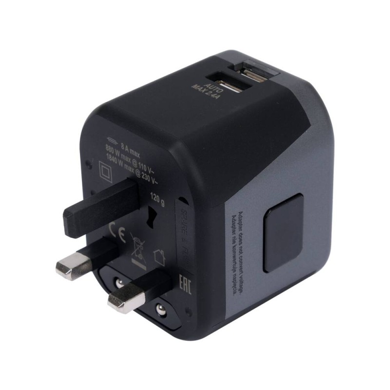 YT-81301 УНІВЕРСАЛЬНИЙ ДОРОЖНИЙ АДАПТЕР 2XUSB 12 Вт