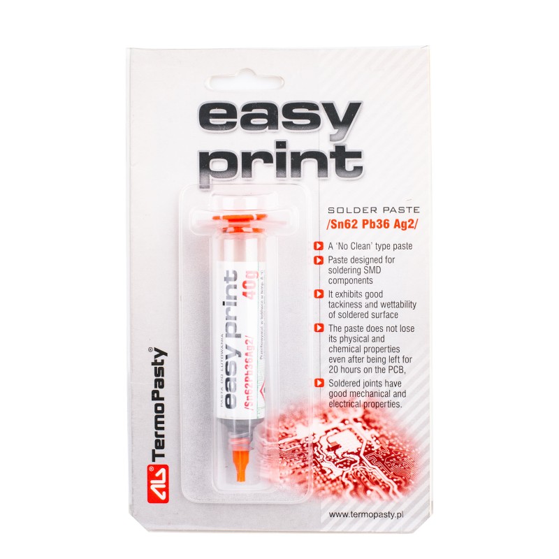Easy Print Soldering Paste Sn62 Pb36 Ag2 40g cartridge