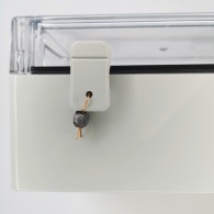 ZP120.120.45UJp TM PC - Obudowa plastikowa ZP120.120.45 jasny dół z uszami - bezbarwna góra z tulejkami mosiężnymi PC