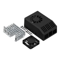 Z-Pi4 SET 1 ABS - Zestaw do sbc raspberry pi4 składający się z czarnej obudowy z-pi4, radiatora zhs pi4 i wentylatora fan ee4010