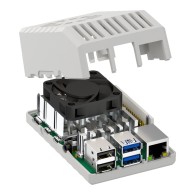 Z-Pi4 SET 2 ABS - Zestaw do sbc raspberry pi4 składający się z białej obudowy z-pi4, radiatora zhs pi4 i wentylatora fan ee40100