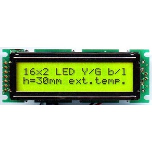Wyświetlacz 2x16 z podświetlaniem LED (yellow-green) - LCD-AC-1602F-YKY Y/G-E12