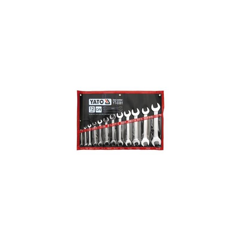 YT-0381 DOUBLE OPEN END SPANNER SET, POLISHED HEAD 6-32 MM, 12 PCS