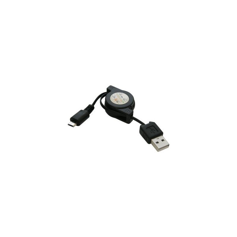 USB A cable - micro-USB B, retractable, 73cm