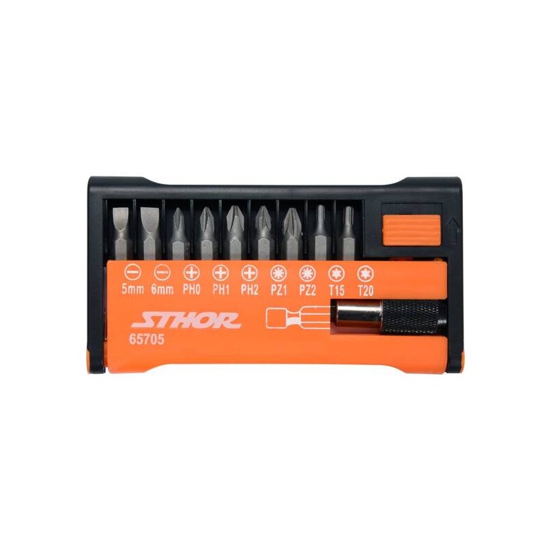 Sthor-65705 10pcs set of bit holder with screwdriver bits