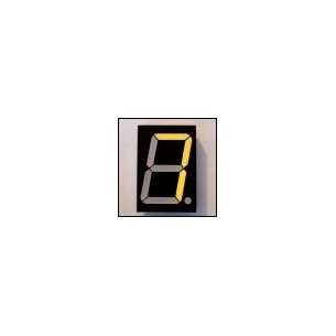 7-segment LED display, 1-digit 45mm, yellow, common anode