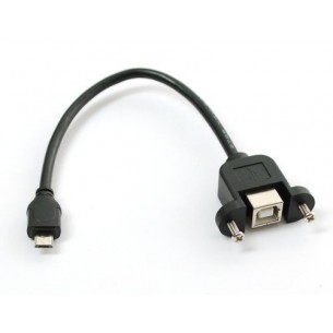 Panel Mount USB Cable - B Female to Micro-B Male, length 280mm, RoHS