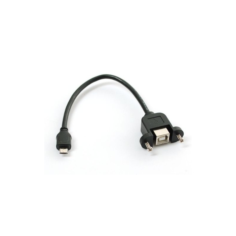 Panel Mount USB Cable - B Female to Micro-B Male, length 150mm, RoHS