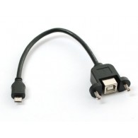 Panel Mount USB Cable - B Female to Micro-B Male, length 150mm, RoHS