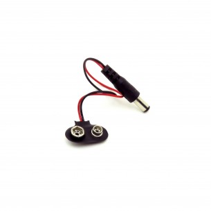 9V battery clip with 5.5mm/2.1mm plug, RoHS