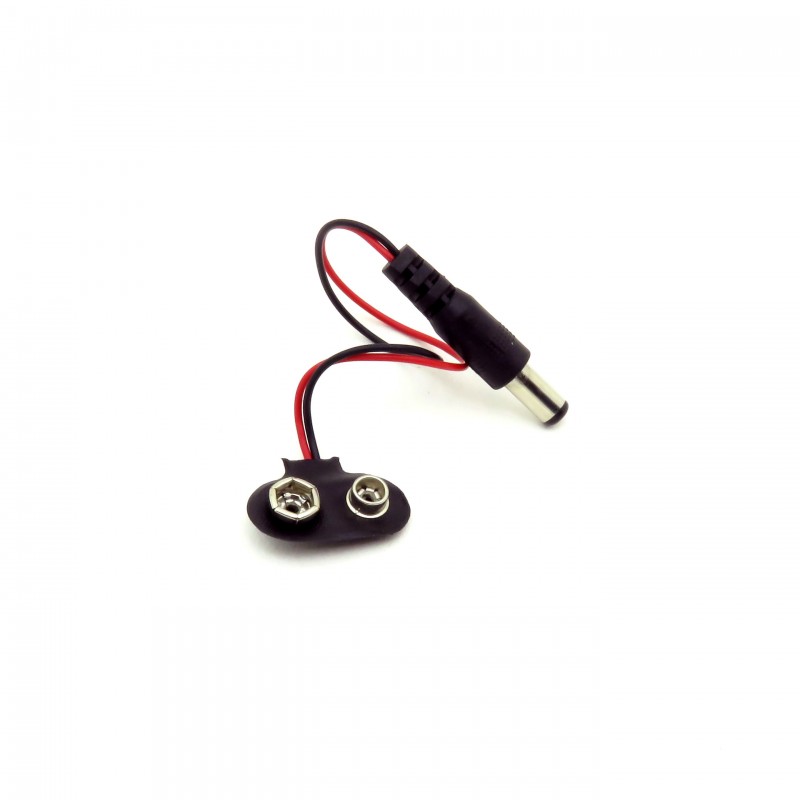 9V battery clip with 5.5mm/2.1mm plug, RoHS