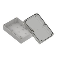 ZP210.140.75SJp-IP67 TM ABS-PC - Enclosure hermetically sealed ZP210.140.75 lightgray, transparent lid with brass bushing ABS-PC