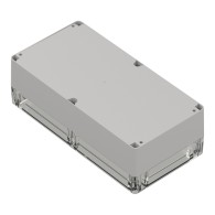 ZP240.120.75Jp TM ABS-PC - Plastic enclosure ZP240.120.75 lightgray, transparent lid with brass bushing ABS-PC