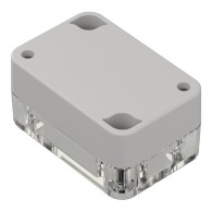 ZP60.40.30JpH TM ABS-PC - Hermetic enclosure ZP60.40.30 lightgray, transparent lid with gasket and brass bushing ABS-PC