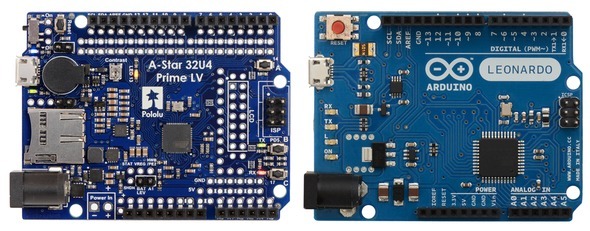 Comparison of A-Star 32U4 Prime LV microSD and Arduino Leonardo tiles
