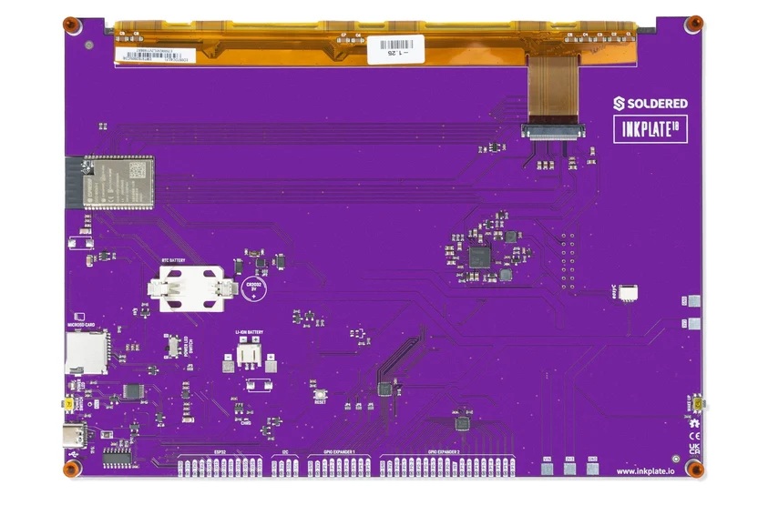 Soldered Inkplate 10 - angled view of the module