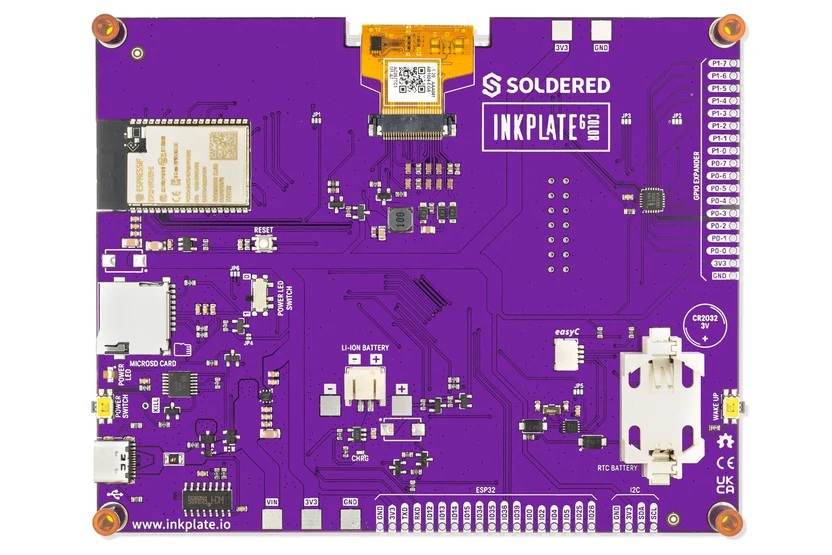 Soldered Inkplate 6COLOR - angled view of the module