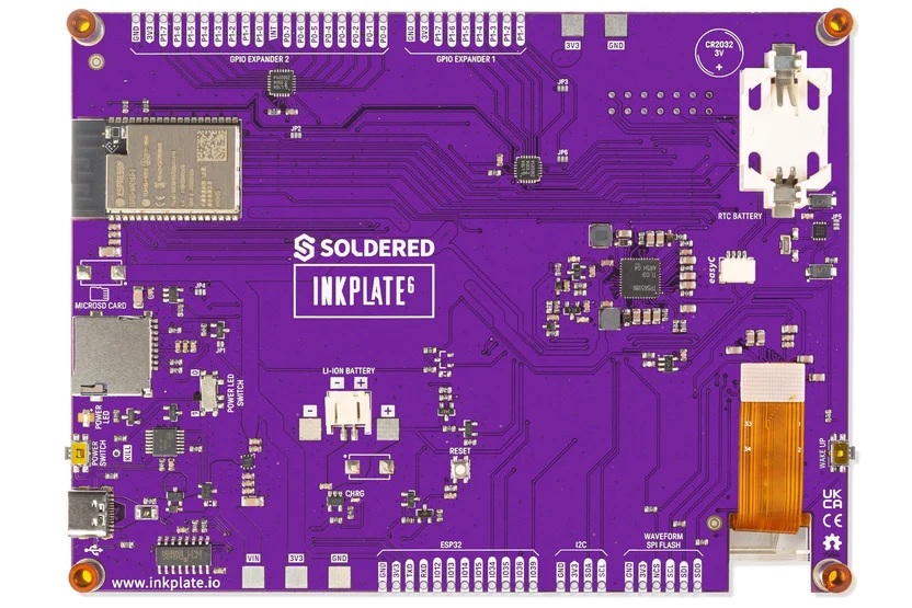 Soldered Inkplate 6 - widok modułu pod kątem
