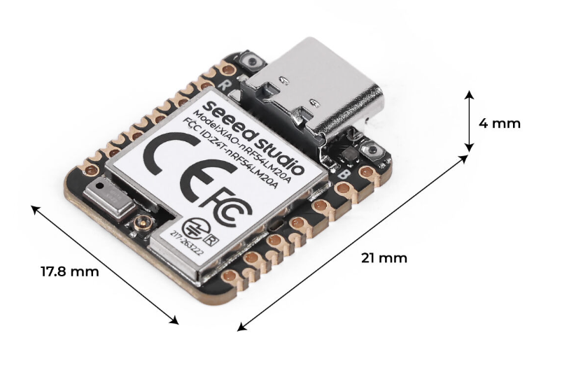 Seeed Studio XIAO nRF54LM20A Sense - wymiary płytki